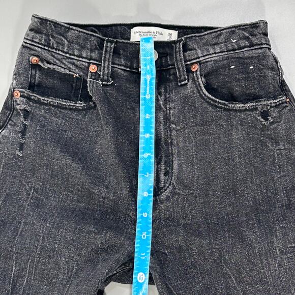 Abercrombie & Fitch 90s Ultra High Rise Ankle Straight Jeans Black Curve Love - Picture 8 of 11